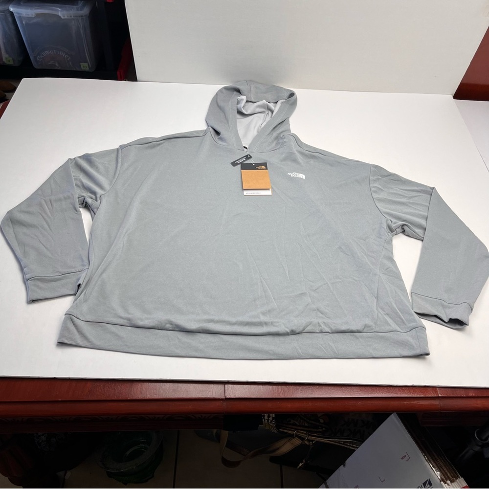 The North Face Womens 3X Wander Sun Pullover Hoodie Light Grey Gray Heather NEW